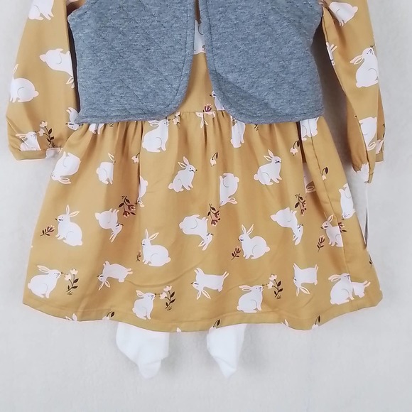 NWT Carter's‎ Baby 3-Piece Dress Set Girl's Size 18m in Yellow w/ Bunnies - Picture 13 of 15